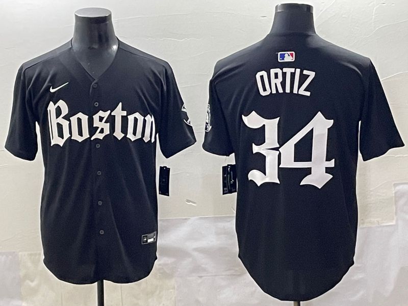 Men 2025 Boston Red Sox #34 Ortiz Black Five generations Joint Name Nike MLB Jersey style 2